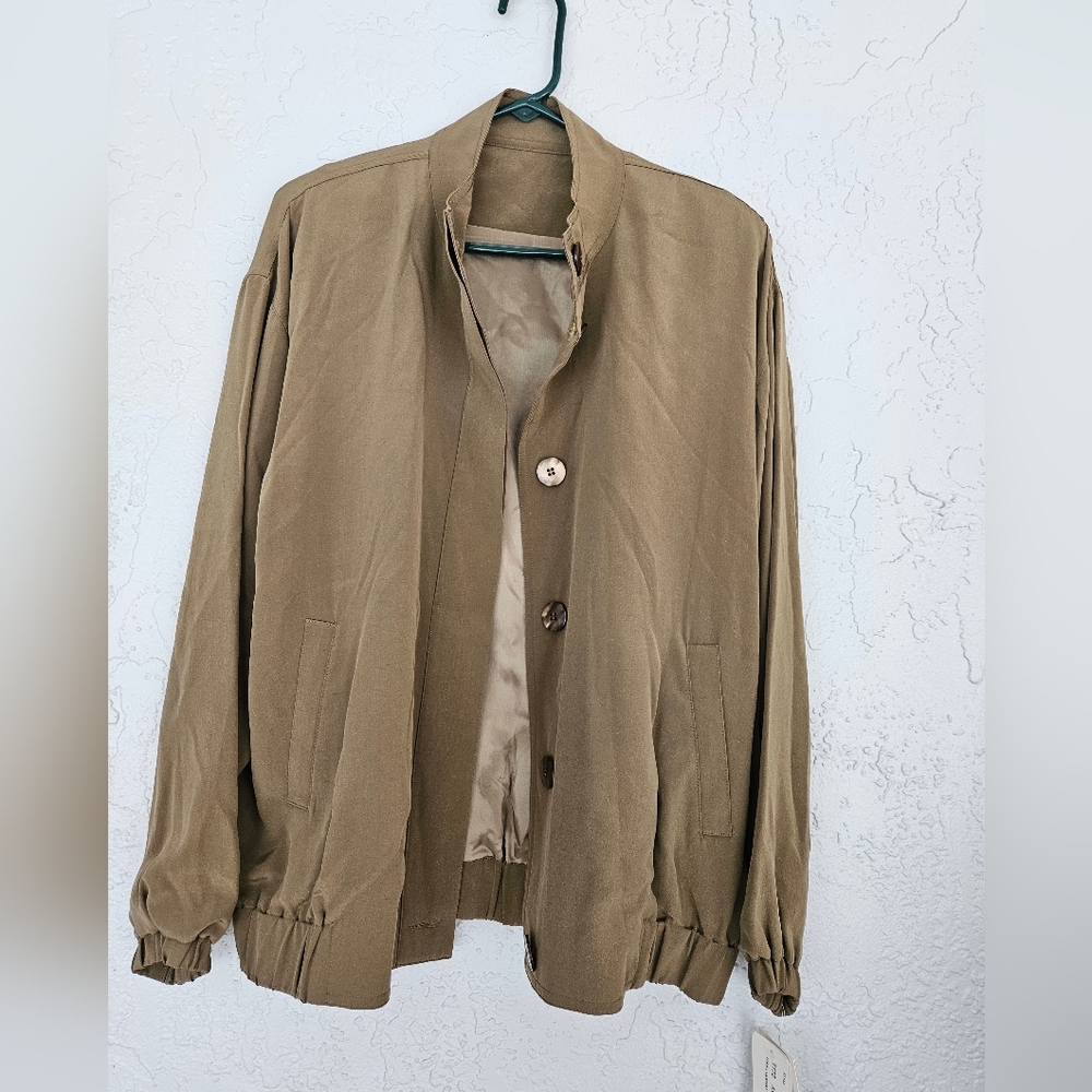 Vtg Nwt DonCaster Sueded Silk Womens M Bomber Style Jacket Light Y2k 80s Grunge - Picture 5 of 5